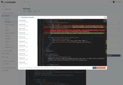 History with diff view overview screenshot