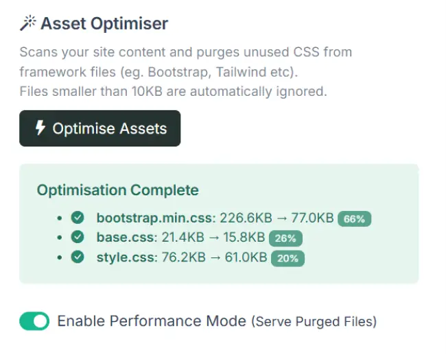 RealMosaic Asset Optimiser interface