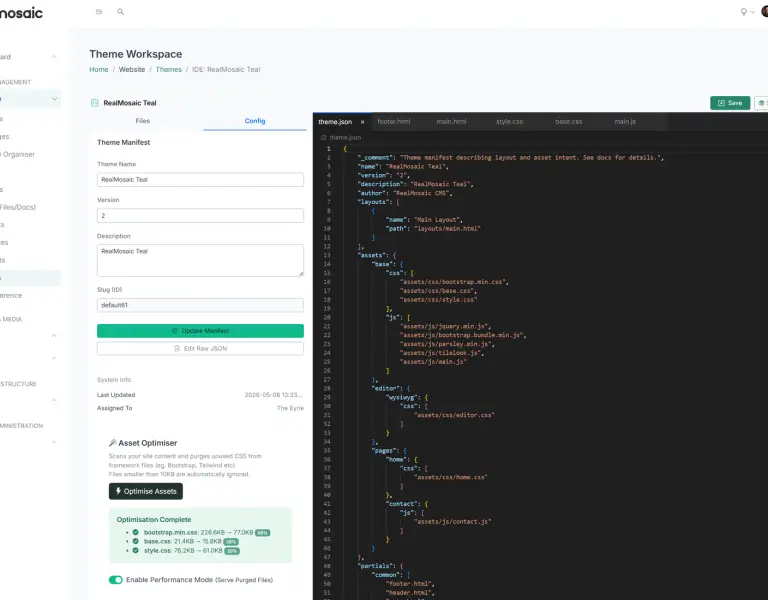 RealMosaic performance tooling screenshot