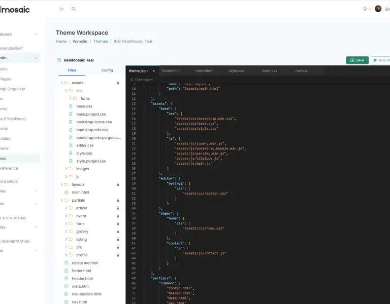 RealMosaic theme workspace screenshot
